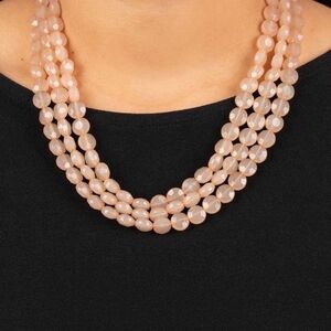 Elegant CreamTan Pearl Beaded Necklace With Free Earrings